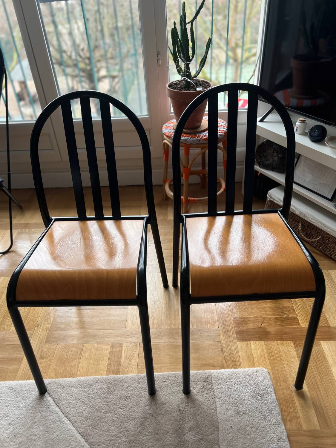 Pair of vintage metal bistro chairs