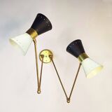 Large double articulated wall lamp design 1950