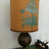 Desk lamp world map globe lampshade herbarium