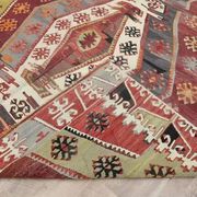 1970s Vintage Turkish Handmade Wool Cotton Colorful Kilim Rug 157x365