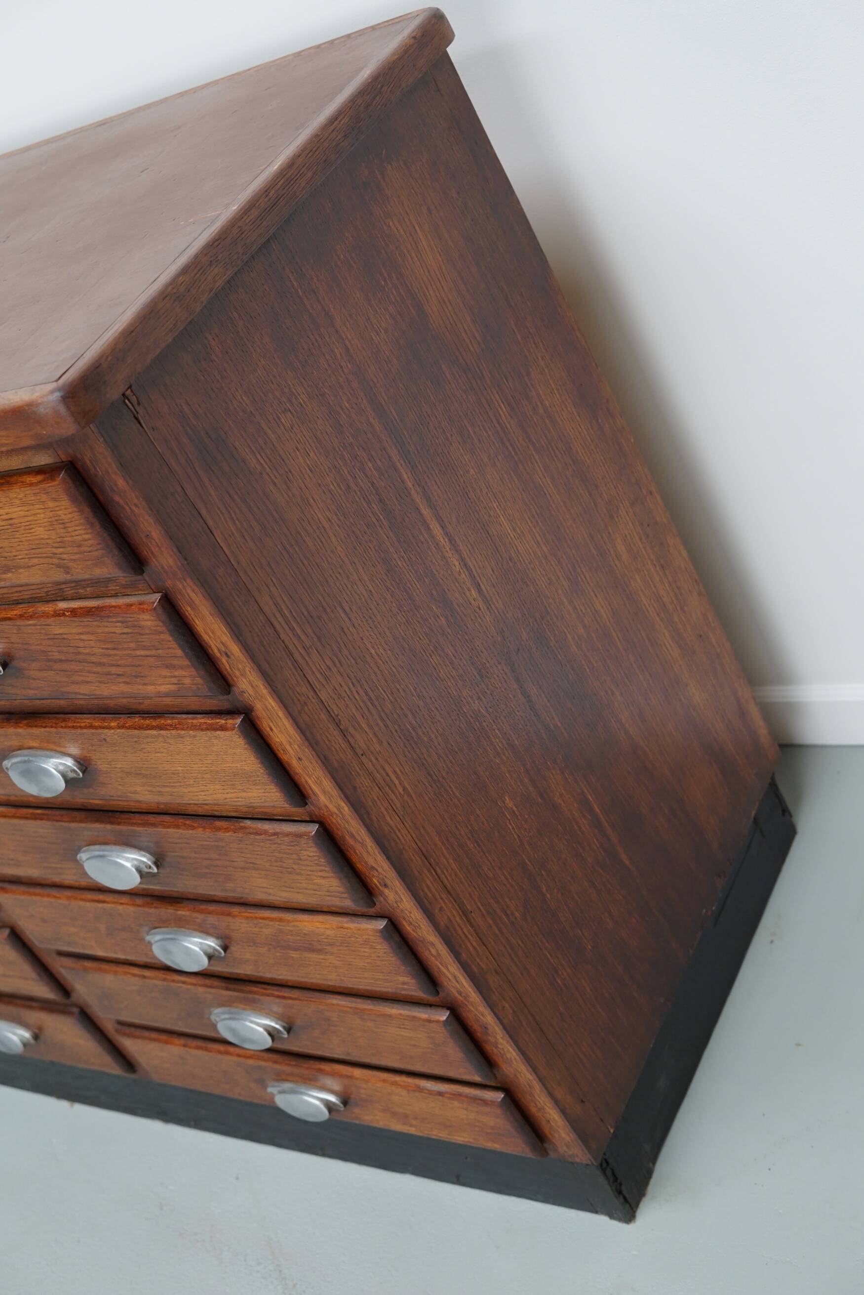 Vintage French Oak Fabric Store Apothecary Cabinet, 1950s