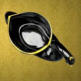 Vintage black and gold ceramic swan vase from the 1960s.