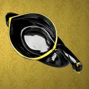 Vintage black and gold ceramic swan vase from the 1960s.