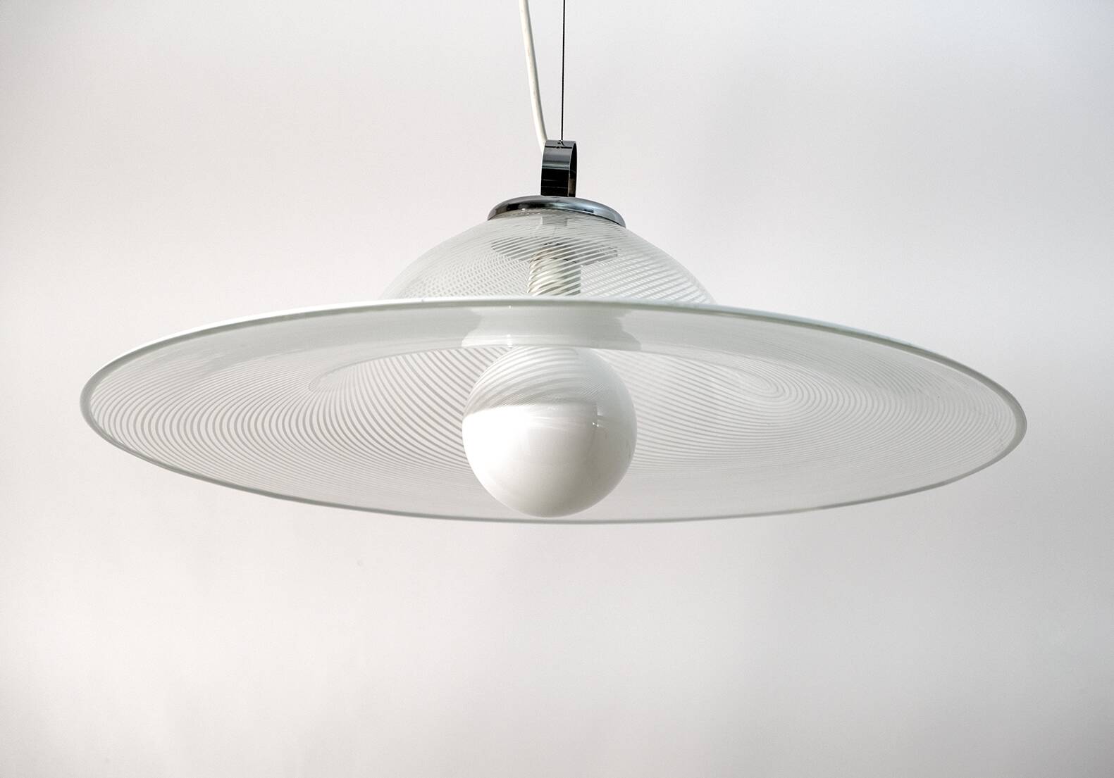 Mid-Century Modern Italian Murano Spiral Glass Pendant Lamp, 1970s
