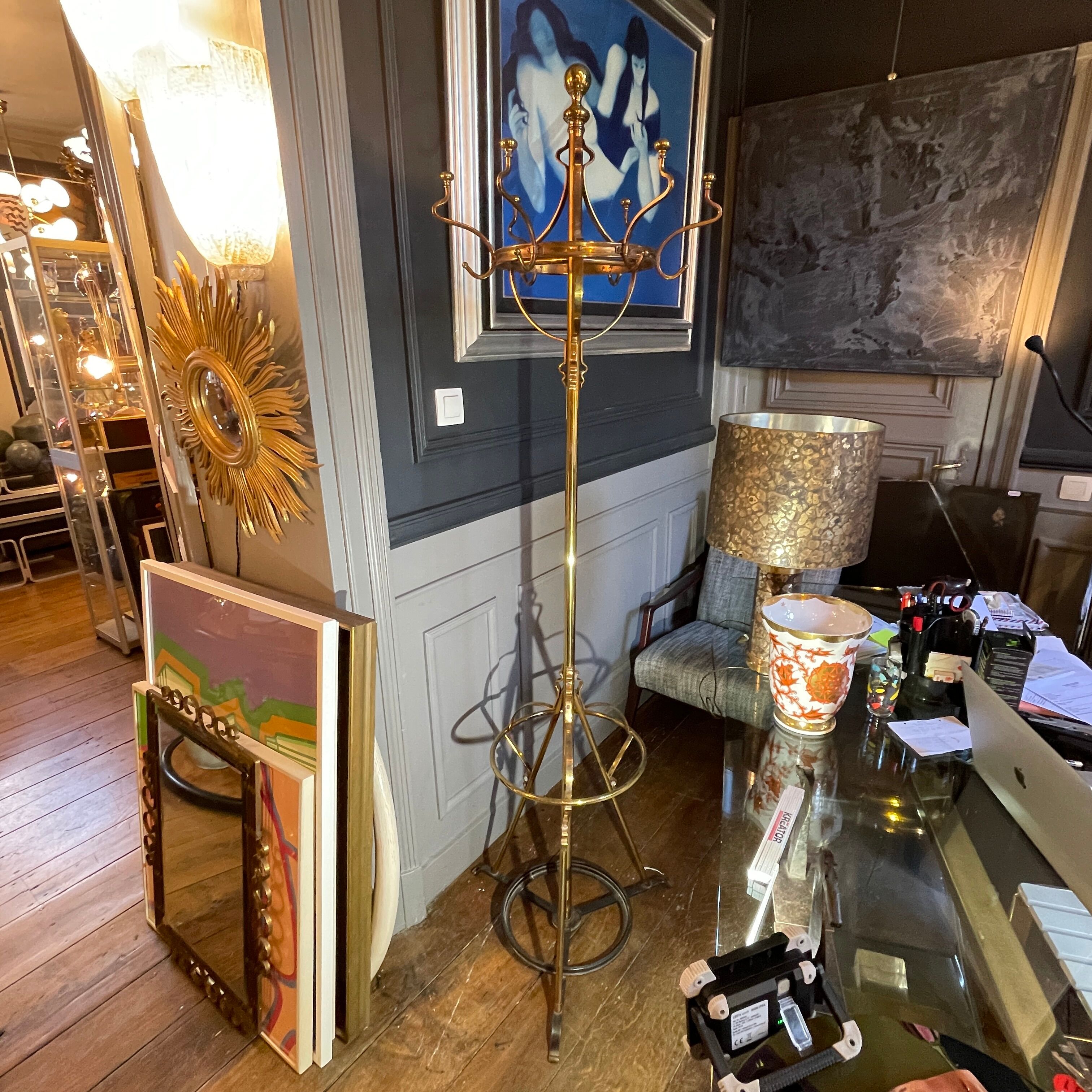 Porte manteau perroquet art nouveau arts & crafts jugendstil, bronze acier, ca 1900