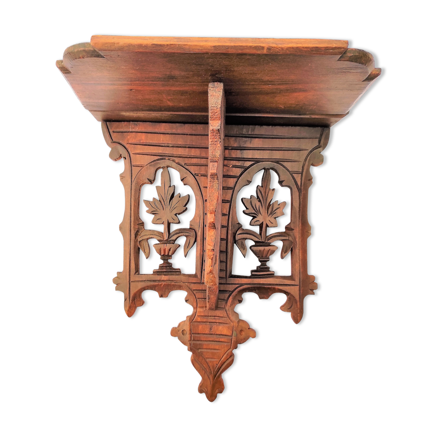 Etagere ancienne murale en bois découpé et sculpté début du 20e siècle
