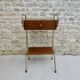 Bedside table in wood and metal, vintage, 50s-60s