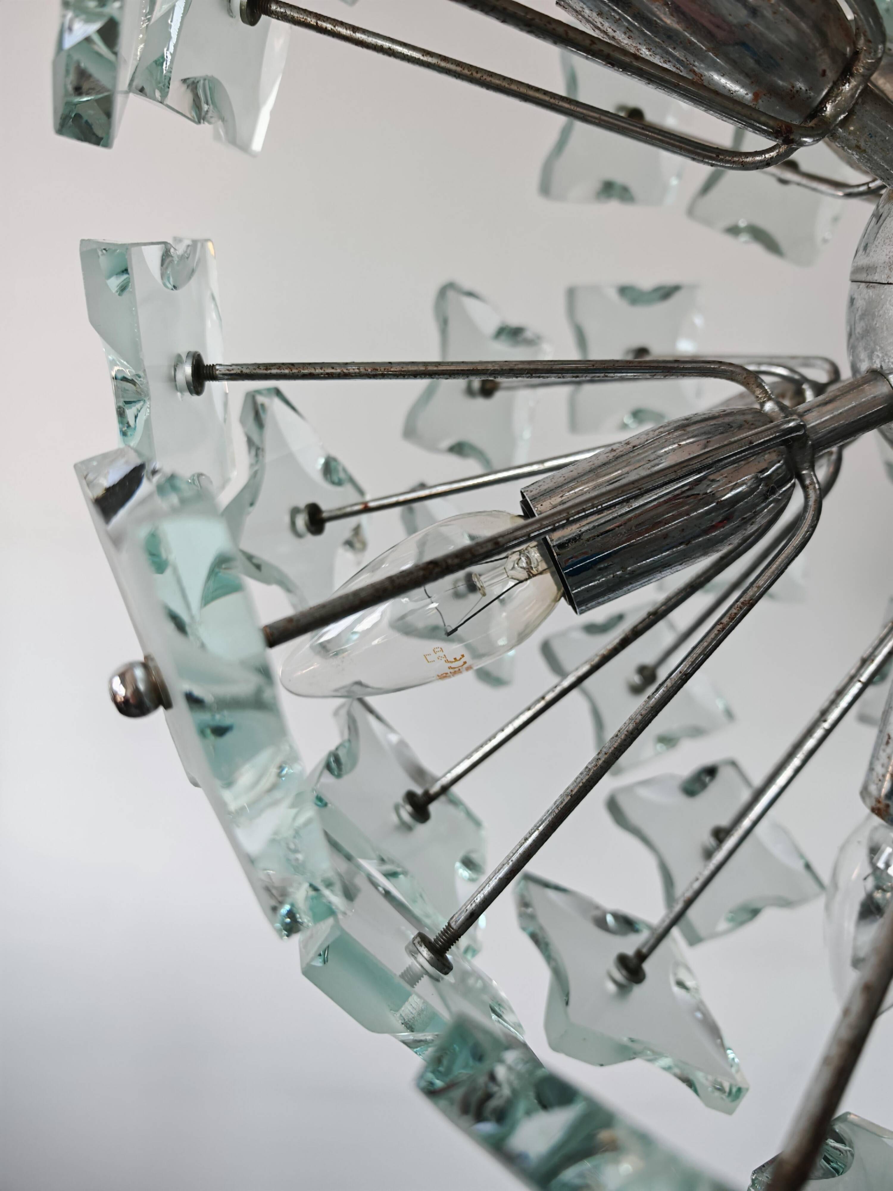 Suspension en verre de Murano "Dandelion" milieu du siècle par Zero Quattro années 1970