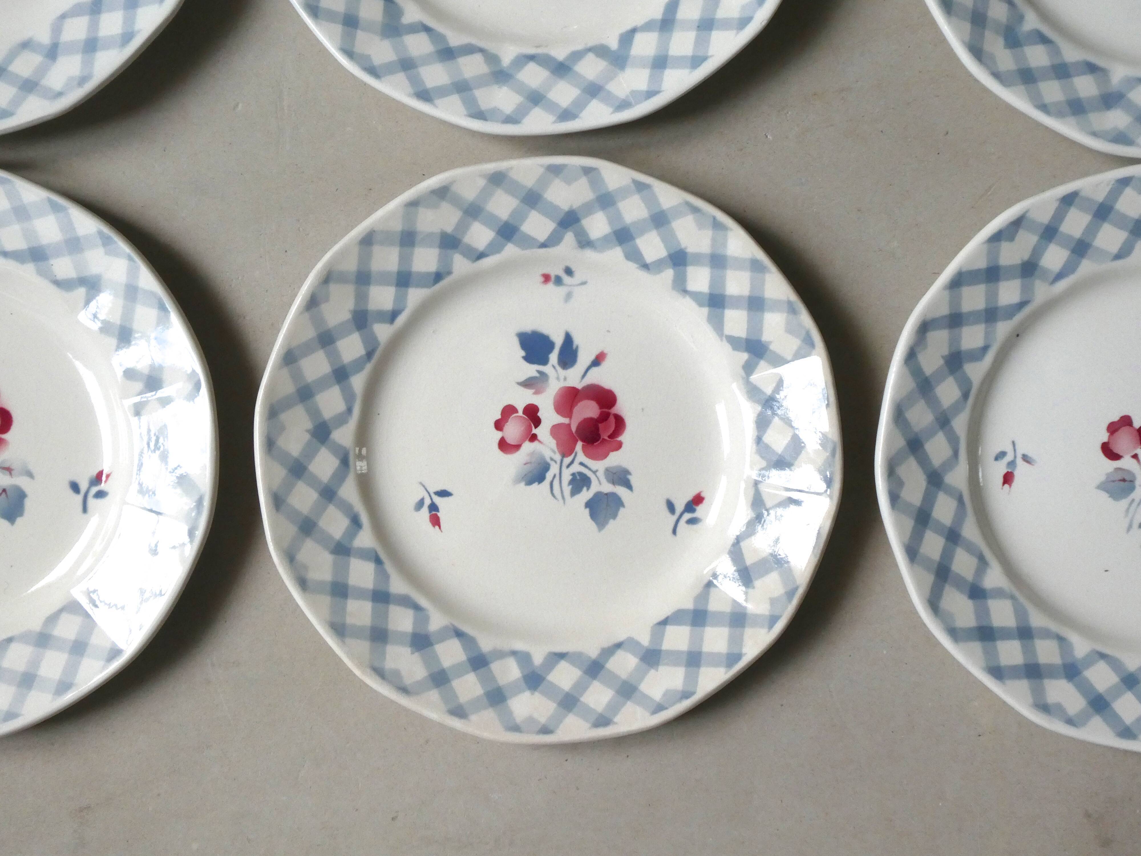 Set of 6 dessert plates Digoin Sarreguemines, Bastia model