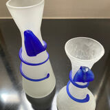 Duo of vintage soliflores vases in glass paste