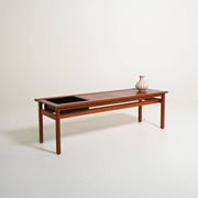 Banc en teck scandinave avec jardinière, années 1960
