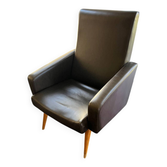 Vintage brown faux leather armchair from the 60s/70s.