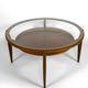 Important modern Scandinavian style coffee table, walnut / glass – c. 1960