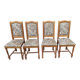 4 chaises en bois massif et tissus