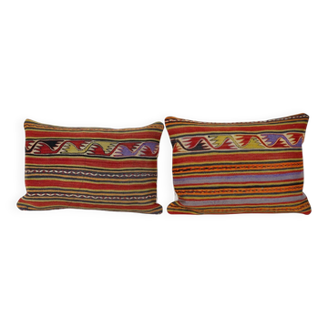 Set of 2 vintage kilim cushion covers 41x61 cm