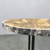Table d'appoint en marbre italien avec base en fer noir, années 1970