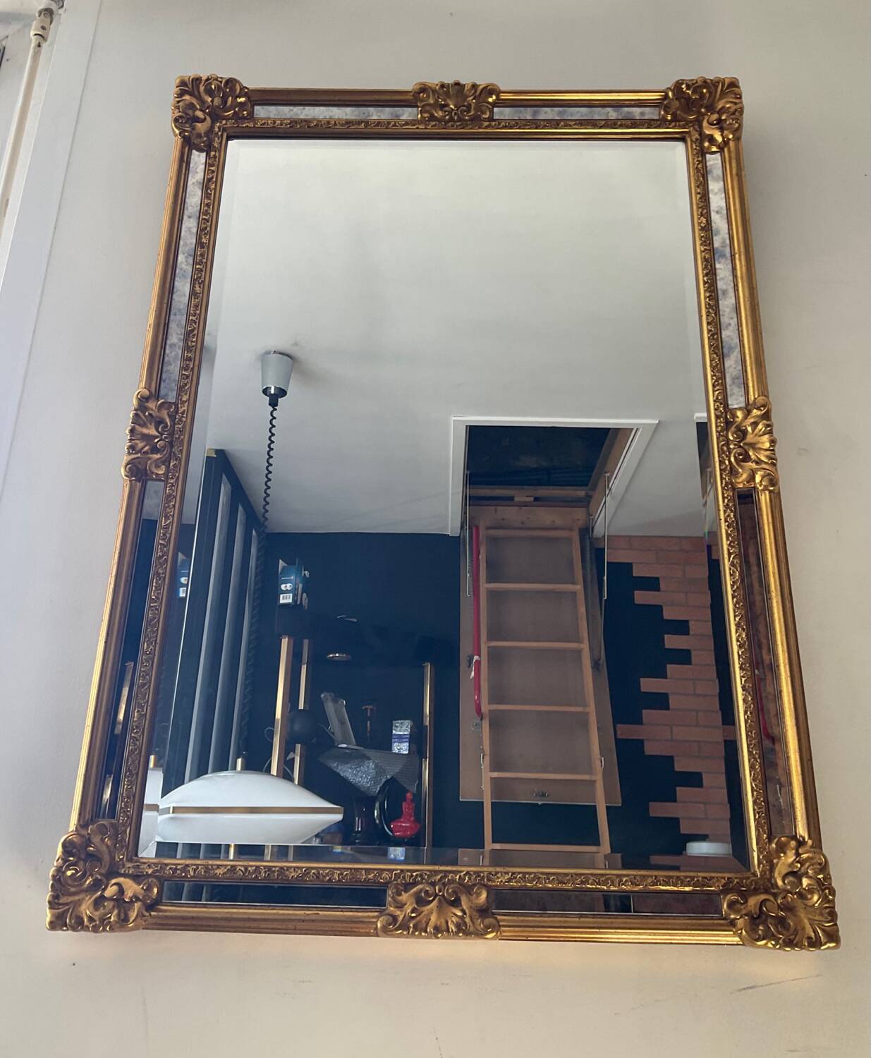 Deknudt gilded mirror with glazing beads from the 70s