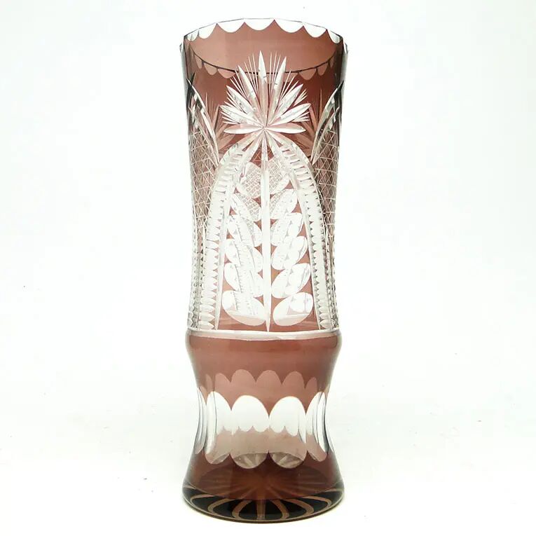 Mid-century modern vase, crystal glass, Poland, 1970s