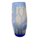 Transparent vase with a blue pattern featuring trees, signed MICHNA.