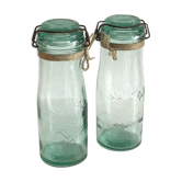 Bocal conserve ancien verre vert la lorraine - 2 disponibles