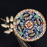 Assiette décorative céramique émaux et or Séville signée Pilar