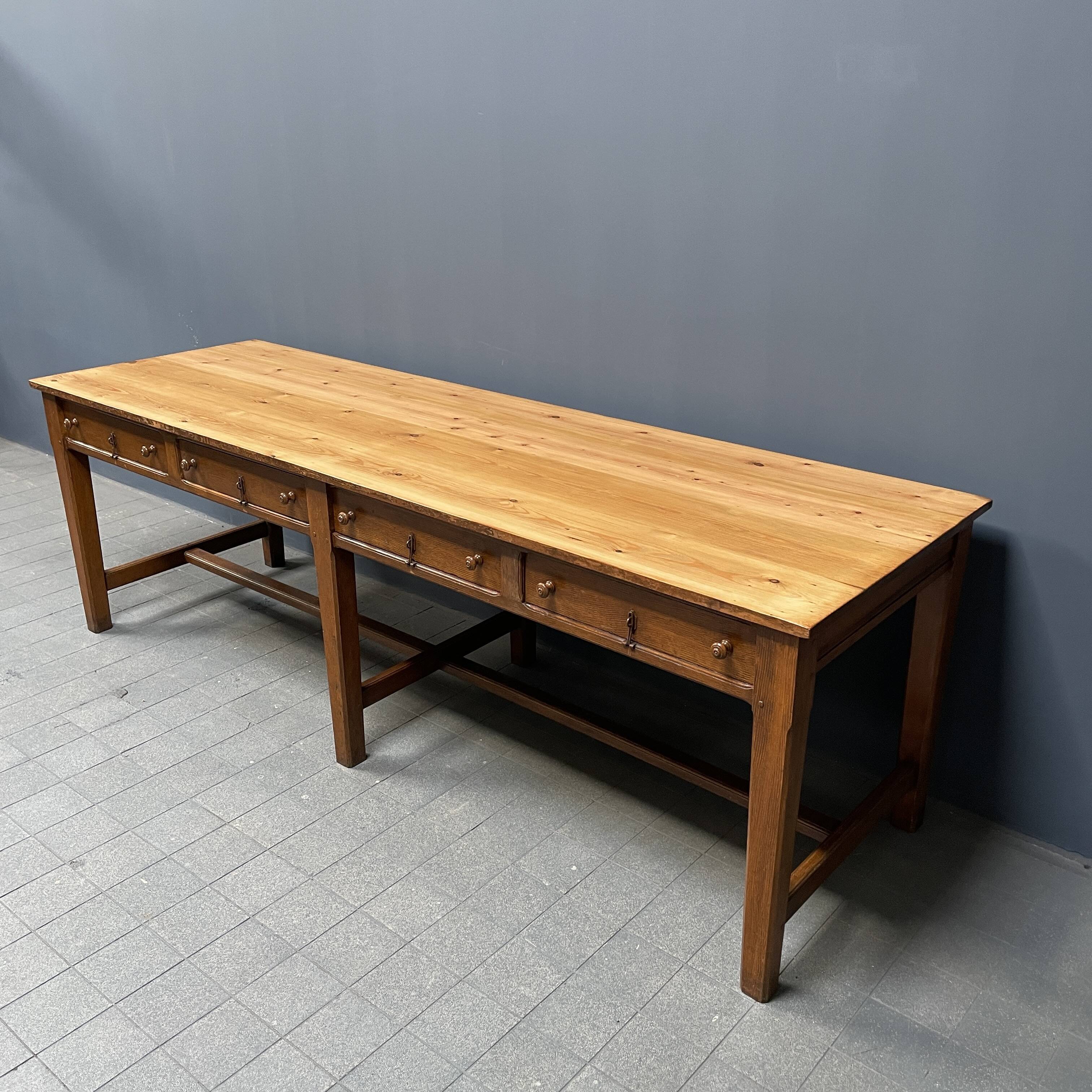 Large antique drapery fabric table