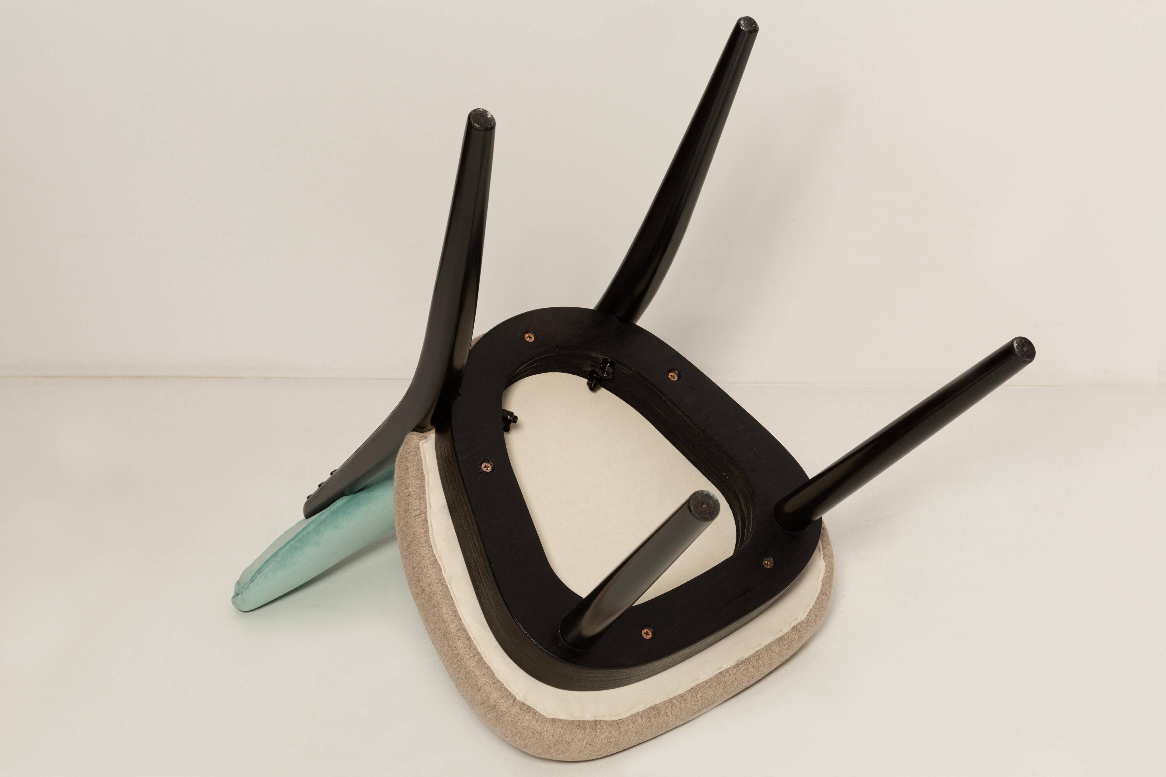 Beige and green mixed wool heart-shaped chair, mid-century, Europe, 1960s.