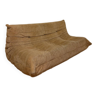 Togo vintage rose line 3-seater made in France beige velvet