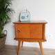 Vintage bedside table, varnish, compass legs, vintage 50s
