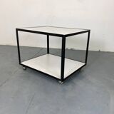 Mid-Century White Laminate and Black Steel Rolling End / Side Table by George Nelson for Herman Miller, 1950s