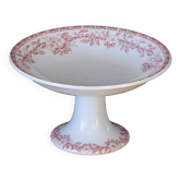 Compotier ancien terre de fer rose fleurs