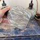 Set of three vintage electric chiseled glass walking lamps