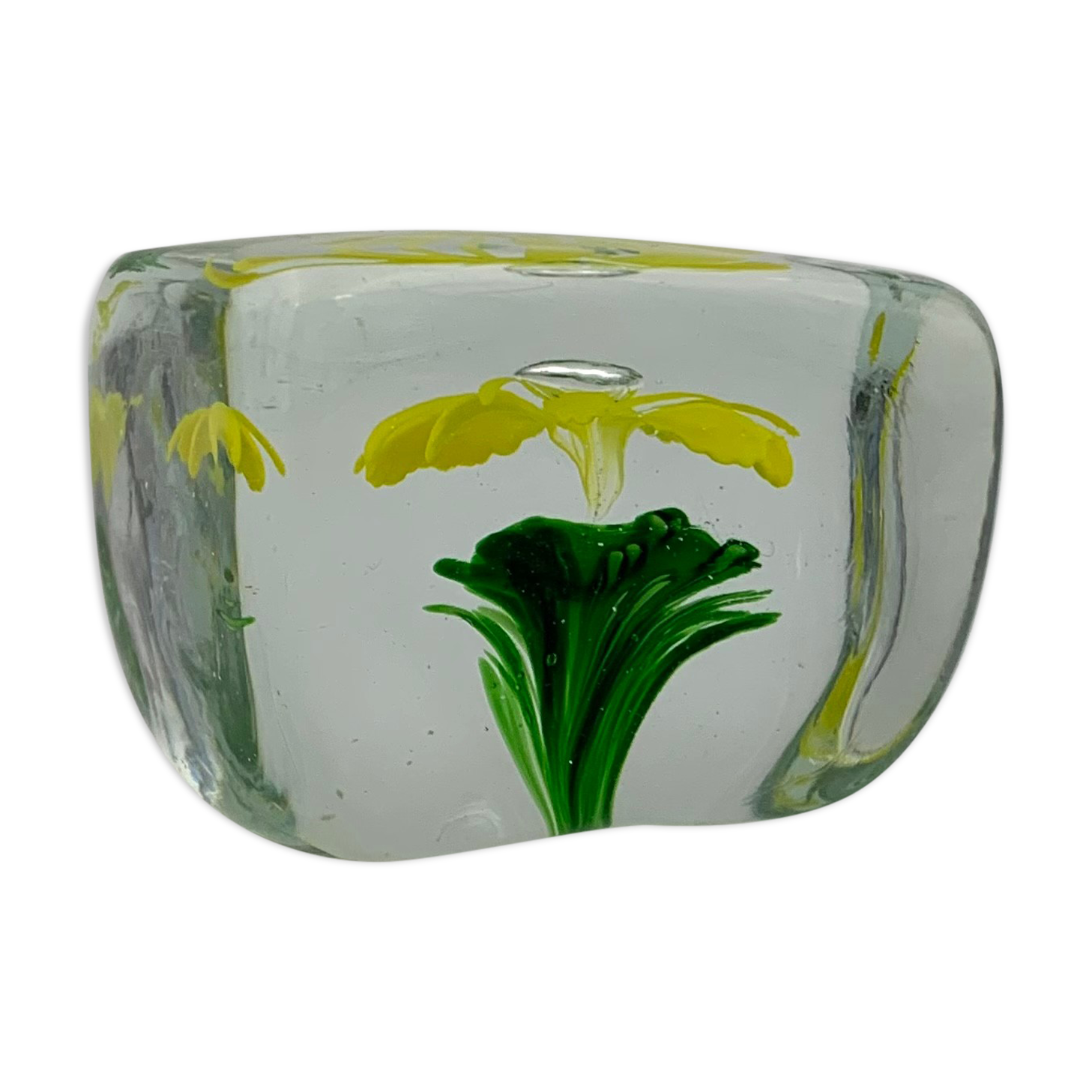Sulfide, vintage paperweight, flower pattern