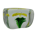 Sulfide, vintage paperweight, flower pattern