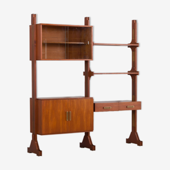 Italian free standing wall unit room divider with a desk in the style of Vittorio Dassi, 1960s