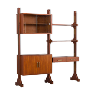 Italian free standing wall unit room divider with a desk in the style of Vittorio Dassi, 1960s