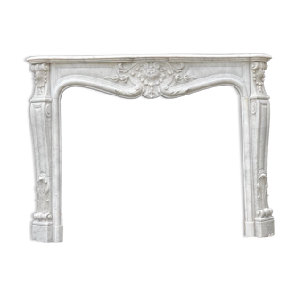 Louis XV Style Fireplace In Carrara Marble