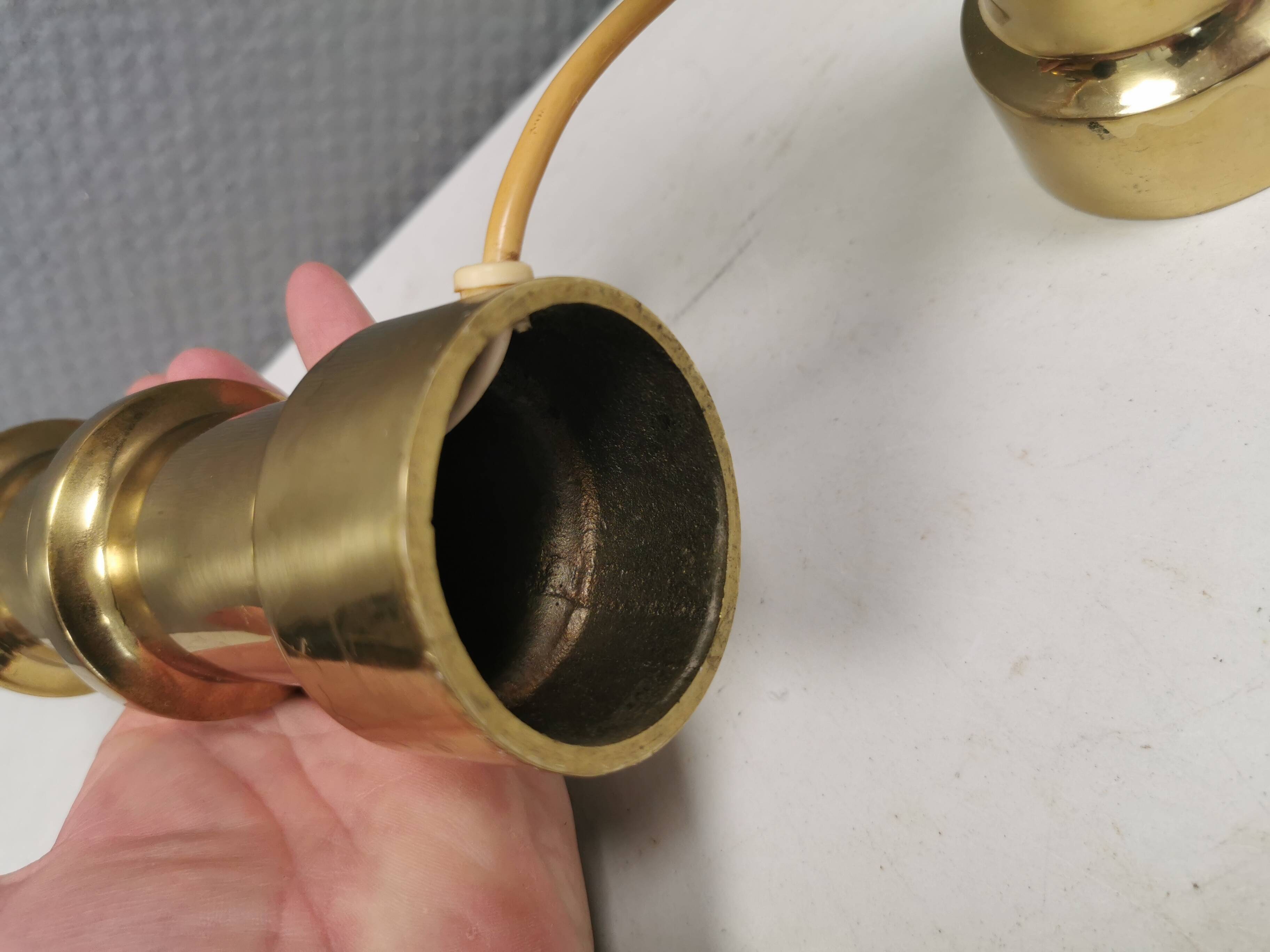 A set of beautiful brass table lamps. Danish and estimated from the 1970s.