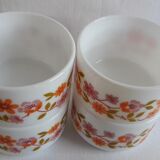 4 cups Arcopal scania orange flowers and mauve vintage 70s coffee espresso