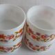 4 tasses Arcopal scania fleurs orange et mauve vintage années 70 café espresso