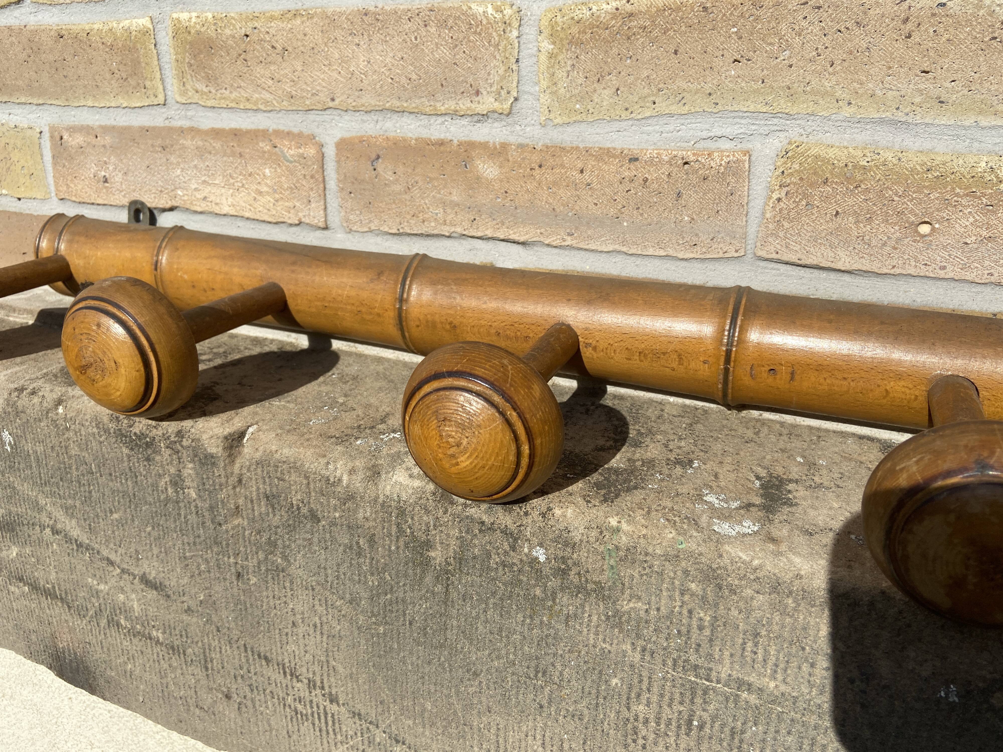 Coat rack vintage bamboo hooks