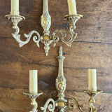 Paire d’appliques double feu anciennes en bronze- art nouveau