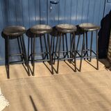Tabourets en cuir noir