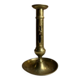 Gold-plated brass candlestick with push button