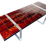Large Chrome Ceramic Side Table