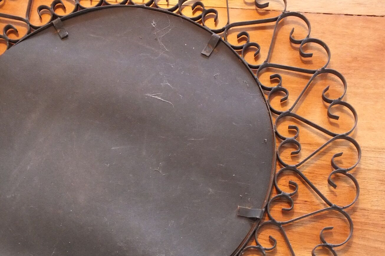 Vintage twisted iron mirror, 1950s, 39cm