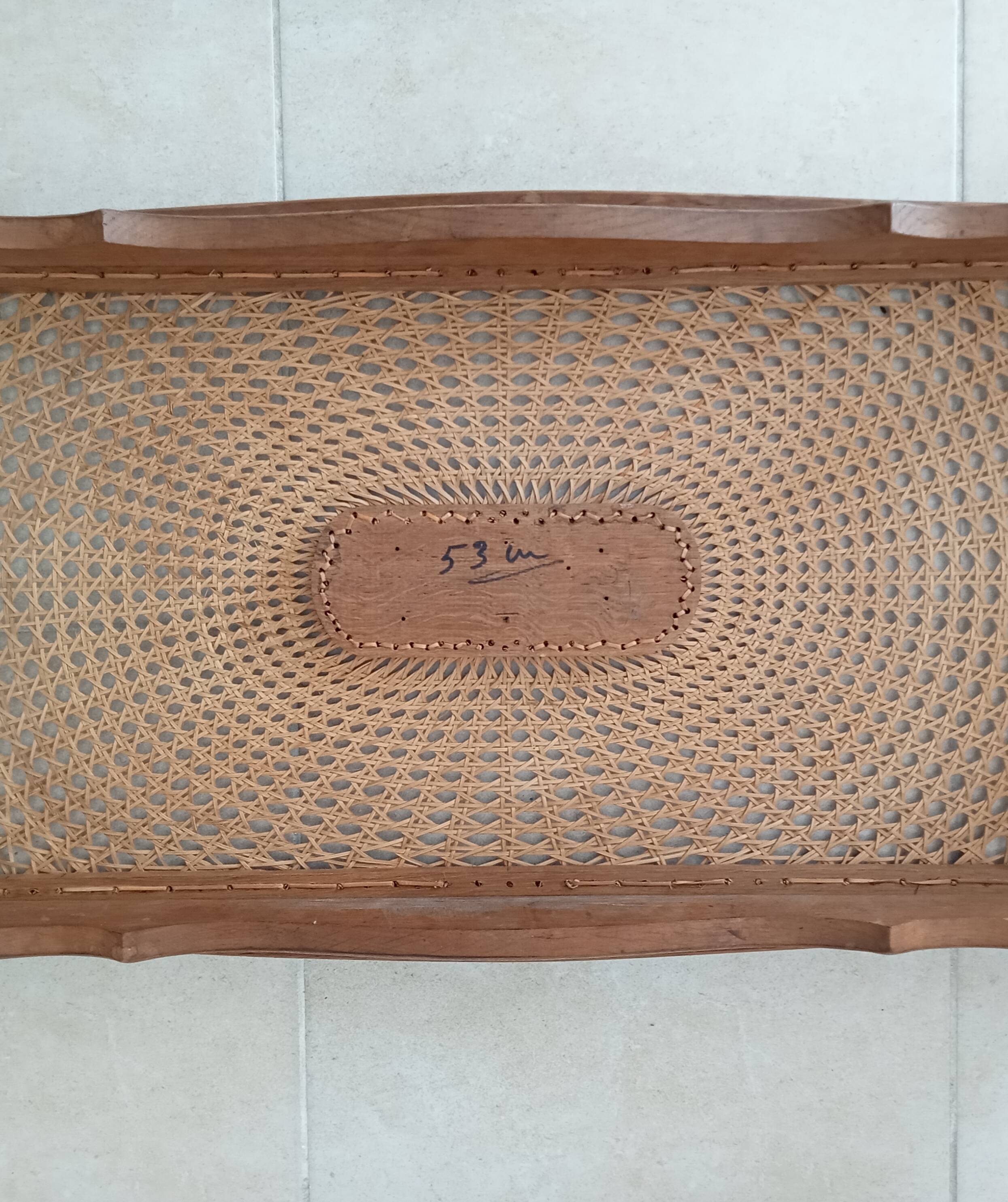 Vintage Chippendale coffee table in Louis XV style beech and rattan