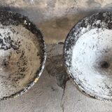 Pair of diabolo planters in fiber cement - vintage 1950