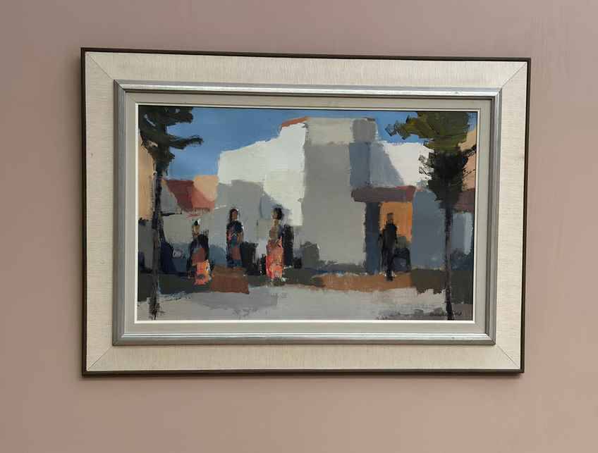 Original Mid Century Swedish Oil On Canvas – Southern City Scene By Stig Wernheden – Vintage & Framed – 62 × 86 Cm (24.4" × 33.9")