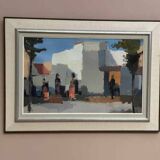 Original Mid Century Swedish Oil On Canvas – Southern City Scene By Stig Wernheden – Vintage & Framed – 62 × 86 Cm (24.4" × 33.9")